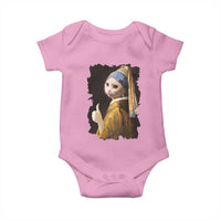 Funny Cat With A Pearl Earring Parody Art Baby Onesie - Wonder Print Shop