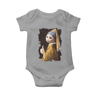 Funny Cat With A Pearl Earring Parody Art Baby Onesie - Wonder Print Shop