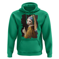 Funny Cat With A Pearl Earring Parody Art Hoodie - Wonder Print Shop