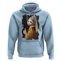 Funny Cat With A Pearl Earring Parody Art Hoodie - Wonder Print Shop