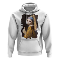 Funny Cat With A Pearl Earring Parody Art Hoodie - Wonder Print Shop