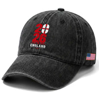 Vintage England Champions Washed Cotton Baseball Cap Football Supporter Graphic