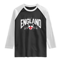 England Flag Heart Raglan Shirt Patriotic English Pride Graphic Gift