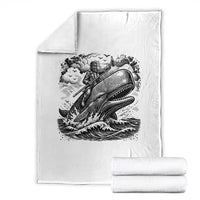 Funny Skeleton Whale Rider Throw Blanket Dark Maritime Gothic Vintage Nautical Graphic
