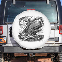 Funny Skeleton Whale Rider Spare Tire Cover Dark Maritime Gothic Vintage Nautical Graphic