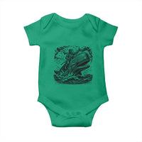 Funny Skeleton Whale Rider Baby Onesie Dark Maritime Gothic Vintage Nautical Graphic