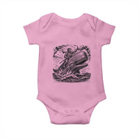 Funny Skeleton Whale Rider Baby Onesie Dark Maritime Gothic Vintage Nautical Graphic