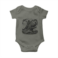 Funny Skeleton Whale Rider Baby Onesie Dark Maritime Gothic Vintage Nautical Graphic
