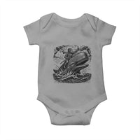Funny Skeleton Whale Rider Baby Onesie Dark Maritime Gothic Vintage Nautical Graphic