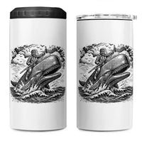 Funny Skeleton Whale Rider 4 in 1 Can Cooler Tumbler Dark Maritime Gothic Vintage Nautical Graphic