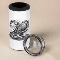 Funny Skeleton Whale Rider 4 in 1 Can Cooler Tumbler Dark Maritime Gothic Vintage Nautical Graphic