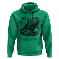 Funny Skeleton Whale Rider Hoodie Dark Maritime Gothic Vintage Nautical Graphic