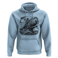 Funny Skeleton Whale Rider Hoodie Dark Maritime Gothic Vintage Nautical Graphic