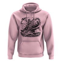 Funny Skeleton Whale Rider Hoodie Dark Maritime Gothic Vintage Nautical Graphic