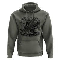 Funny Skeleton Whale Rider Hoodie Dark Maritime Gothic Vintage Nautical Graphic