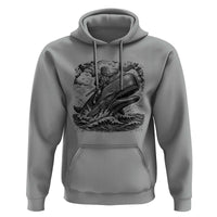 Funny Skeleton Whale Rider Hoodie Dark Maritime Gothic Vintage Nautical Graphic