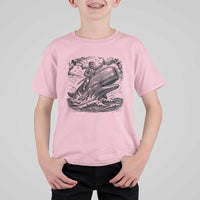 Funny Skeleton Whale Rider T Shirt For Kid Dark Maritime Gothic Vintage Nautical Graphic
