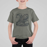 Funny Skeleton Whale Rider T Shirt For Kid Dark Maritime Gothic Vintage Nautical Graphic
