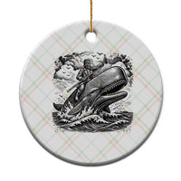 Funny Skeleton Whale Rider Ceramic Ornament Dark Maritime Gothic Vintage Nautical Graphic