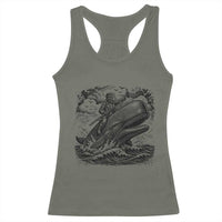 Funny Skeleton Whale Rider Racerback Tank Top Dark Maritime Gothic Vintage Nautical Graphic