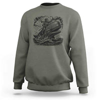 Funny Skeleton Whale Rider Sweatshirt Dark Maritime Gothic Vintage Nautical Graphic