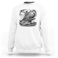 Funny Skeleton Whale Rider Sweatshirt Dark Maritime Gothic Vintage Nautical Graphic
