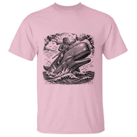 Funny Skeleton Whale Rider T Shirt Dark Maritime Gothic Vintage Nautical Graphic