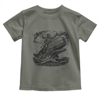Funny Skeleton Whale Rider Toddler T Shirt Dark Maritime Gothic Vintage Nautical Graphic