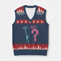 Wait What Grammar English Teacher V-Neck Knit Sweater Vest Funny Punctuation Gift