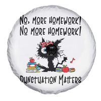 Black Cat English Teacher Gift Spare Tire Cover No More Homework Punctuation Matters Grammar Humor
