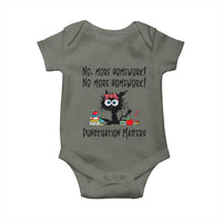 Black Cat English Teacher Gift Baby Onesie No More Homework Punctuation Matters Grammar Humor