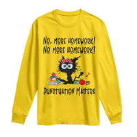 Black Cat English Teacher Gift Long Sleeve Shirt No More Homework Punctuation Matters Grammar Humor