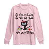 Black Cat English Teacher Gift Long Sleeve Shirt No More Homework Punctuation Matters Grammar Humor