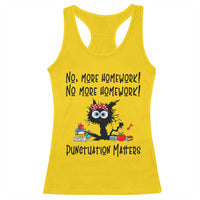 Black Cat English Teacher Gift Racerback Tank Top No More Homework Punctuation Matters Grammar Humor