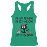 Black Cat English Teacher Gift Racerback Tank Top No More Homework Punctuation Matters Grammar Humor