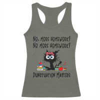 Black Cat English Teacher Gift Racerback Tank Top No More Homework Punctuation Matters Grammar Humor