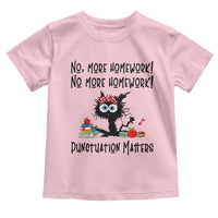 Black Cat English Teacher Gift Toddler T Shirt No More Homework Punctuation Matters Grammar Humor