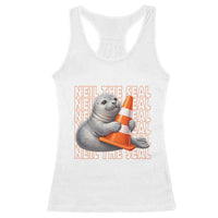 Neil The Seal Groovy Racerback Tank Top Retro Vintage Cute Seal Lover Graphic