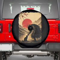 Vintage Japanese Art Samurai Warrior Black Cat Spare Tire Cover Ukiyoe Style Boop Meme