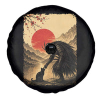 Vintage Japanese Art Samurai Warrior Black Cat Spare Tire Cover Ukiyoe Style Boop Meme