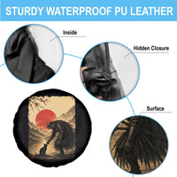 Vintage Japanese Art Samurai Warrior Black Cat Spare Tire Cover Ukiyoe Style Boop Meme