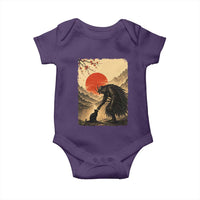 Vintage Japanese Art Samurai Warrior Black Cat Baby Onesie Ukiyoe Style Boop Meme