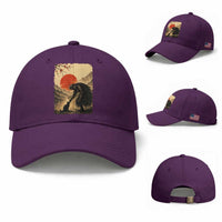 Vintage Japanese Art Samurai Warrior Black Cat Baseball Cap Ukiyoe Style Boop Meme