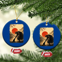 Vintage Japanese Art Samurai Warrior Black Cat Ceramic Ornament Ukiyoe Style Boop Meme