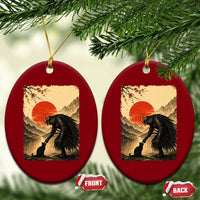 Vintage Japanese Art Samurai Warrior Black Cat Ceramic Ornament Ukiyoe Style Boop Meme