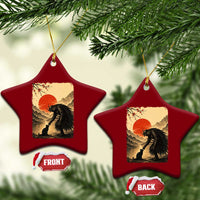 Vintage Japanese Art Samurai Warrior Black Cat Ceramic Ornament Ukiyoe Style Boop Meme