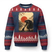 Vintage Japanese Art Samurai Warrior Black Cat Ugly Christmas Sweater Ukiyoe Style Boop Meme
