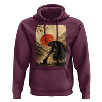 Vintage Japanese Art Samurai Warrior Black Cat Hoodie Ukiyoe Style Boop Meme