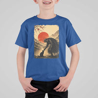 Vintage Japanese Art Samurai Warrior Black Cat T Shirt For Kid Ukiyoe Style Boop Meme