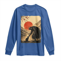 Vintage Japanese Art Samurai Warrior Black Cat Long Sleeve Shirt Ukiyoe Style Boop Meme